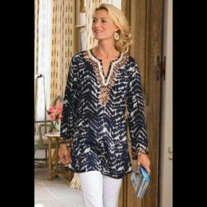 Soft Surroundings Safari Style Lightweight Tunic Top Medium